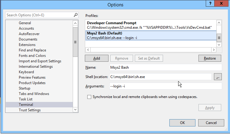 A Programmer S Note Set Bash Terminal Integration With Visual Studio 19