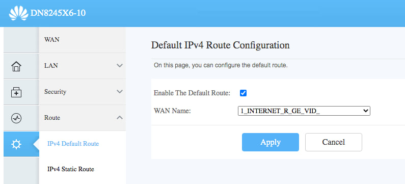 set default route